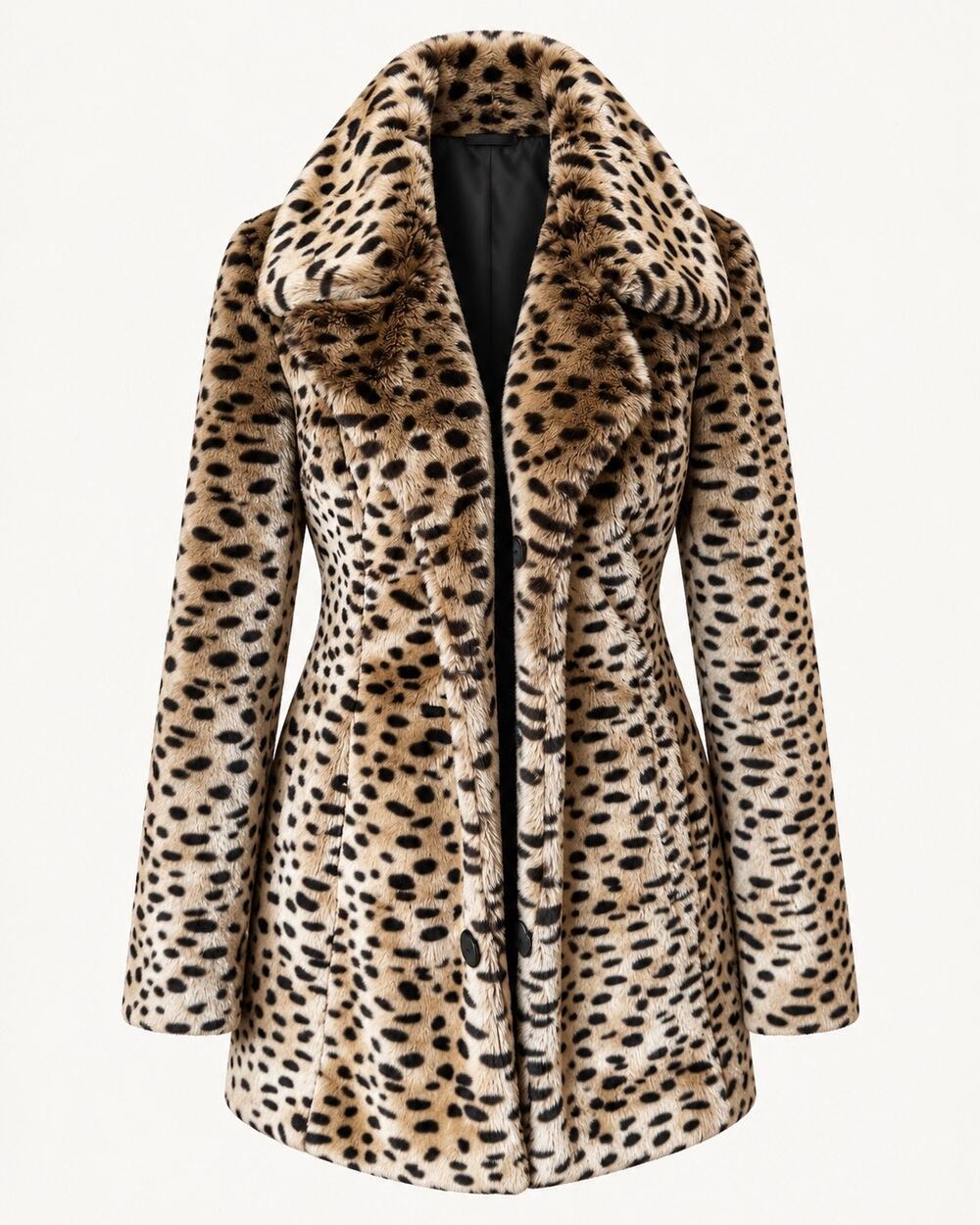 Vero Moda Leopard Cheetah Faux Fur Coat XS Mob Wife Animal Print Vintage Glam